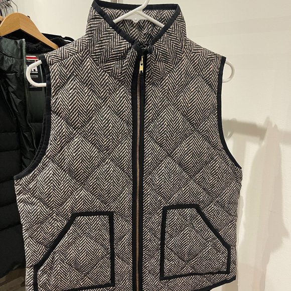 J. Crew Jackets & Blazers - J Crew Womens Stripe Texture Quilted Zip Sleeveless Turtleneck Vest Navy Size M